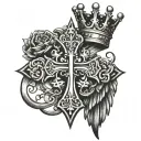 cross with crown and wings  tattoo design idea