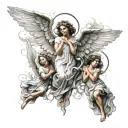 3 angels flying tattoo design idea