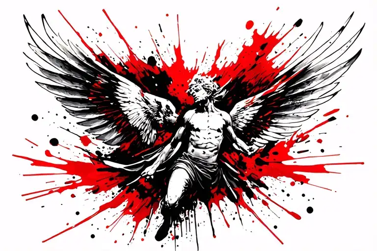 Icarus falling from the sky tattoo design idea