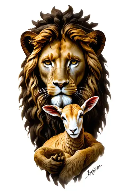 Jesus Christ, Lion, lamb, cross tattoo design idea
