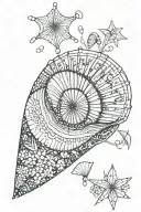 sea shell with beach scene in shell with baby breath flowers November birth month flower September birth month flower   tattoo design idea