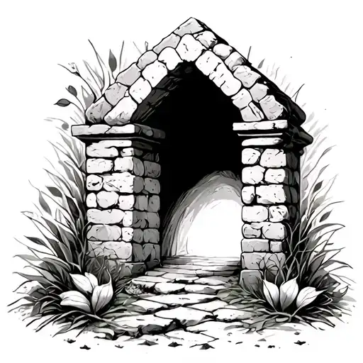 empty tomb he is risen tattoo design idea