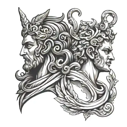 Greek symbols for Apollo and Hades the Greek gods tattoo design idea