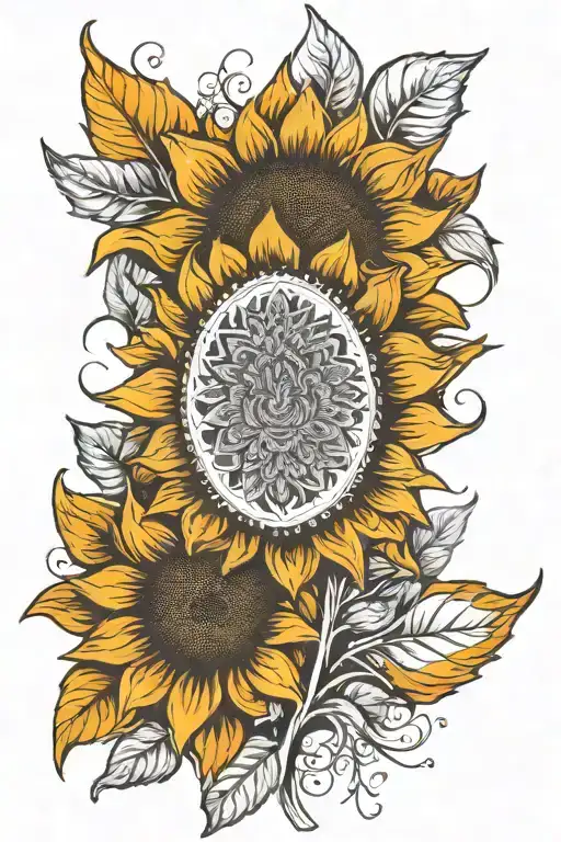 sunflower with fingerprint inside tattoo design idea