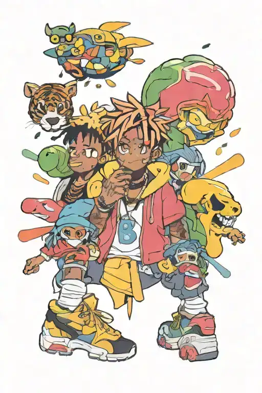 all juice wrld album covers merged tattoo design idea