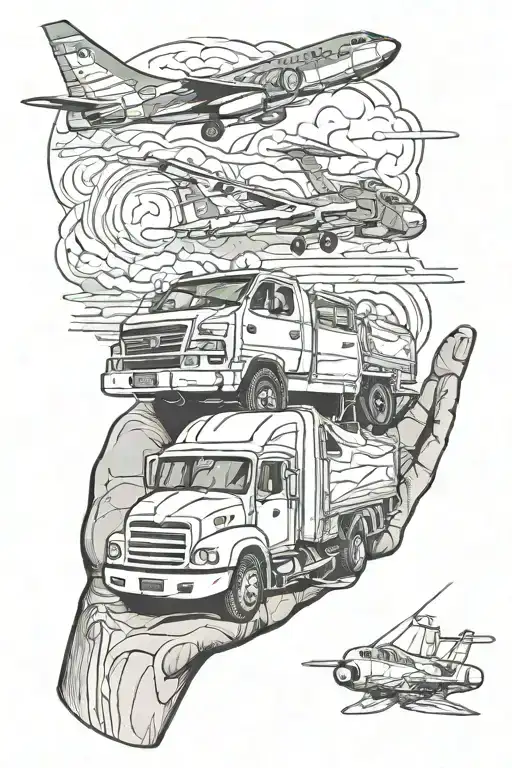 truck and air force On the sleeve tattoo design idea