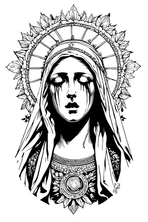 the simple crying Madonna tattoo design idea