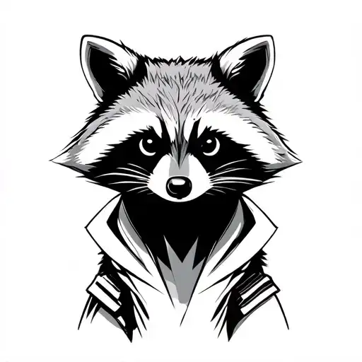 mechanical racoon warrior tattoo design idea