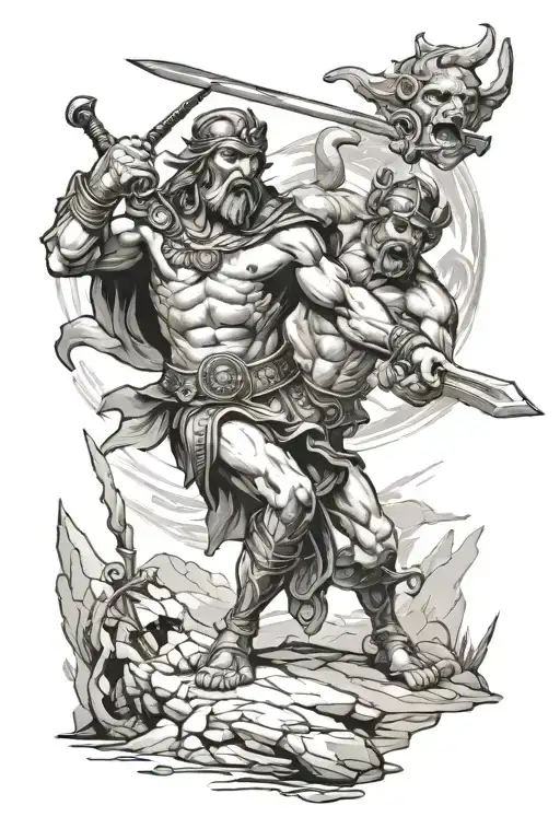 David Vs Goliath tattoo design idea