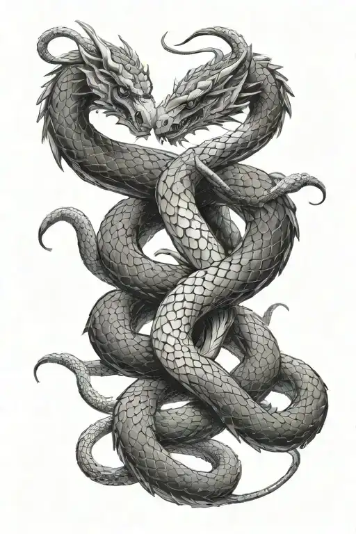 dragon and snake tattoo design idea