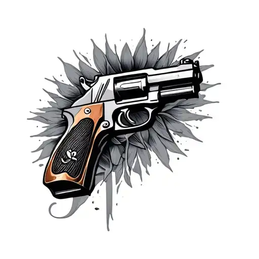 224 and pistol tattoo design idea