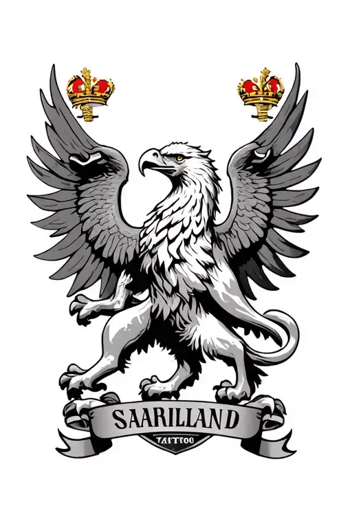 eagle and lion and Saarland coat of arms tattoo design idea