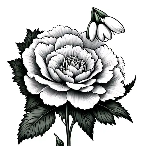 Carnation And Snowdrop tattoo design idea