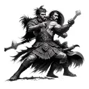 scottish warrior fighting germanic warrior tattoo design idea