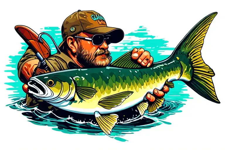 fishing with dad memorial tattoo design idea