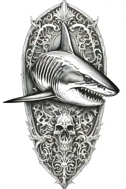 shark skeleton tattoo design idea