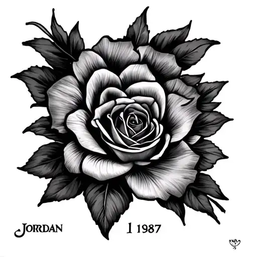 In memory of my dad memorial with name jordan and birthdate 1987 tattoo design idea