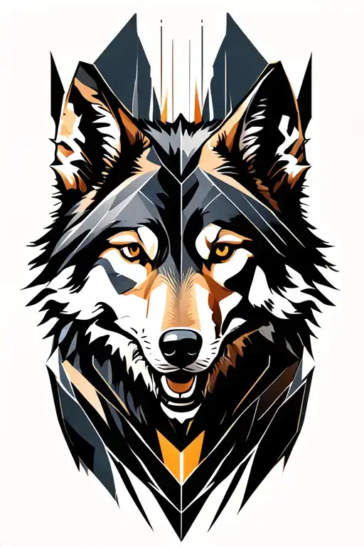 wolf running tattoo design idea