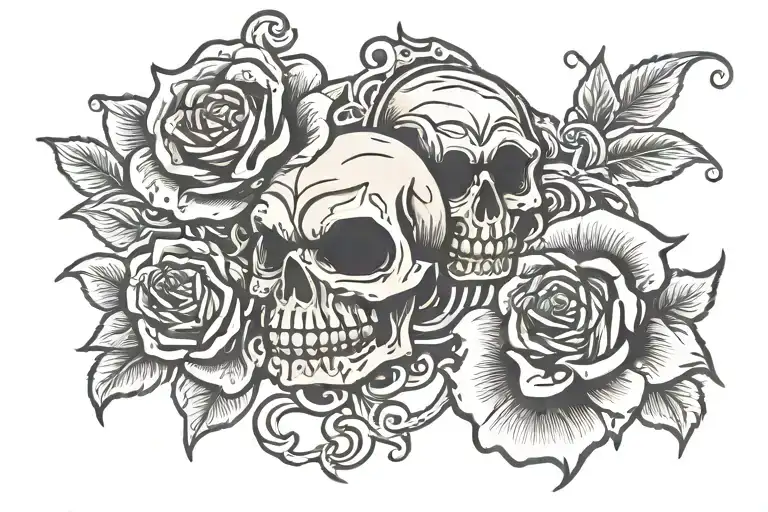 brass knuckles two roses treat me right tattoo design idea