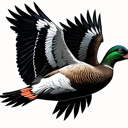 duck flying tattoo design idea