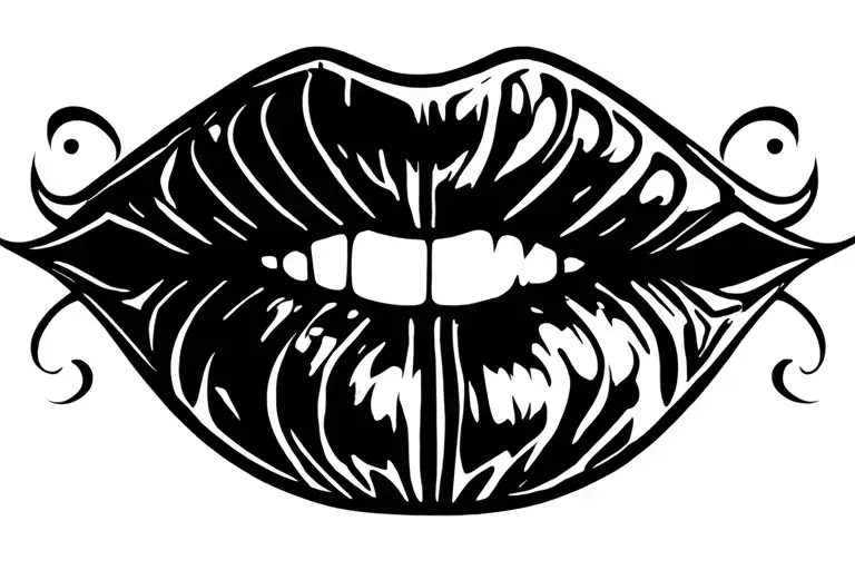 romantic vampires lips surounded tattoo design idea