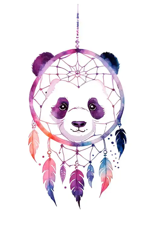 Dream catcher panda bear tattoo design idea