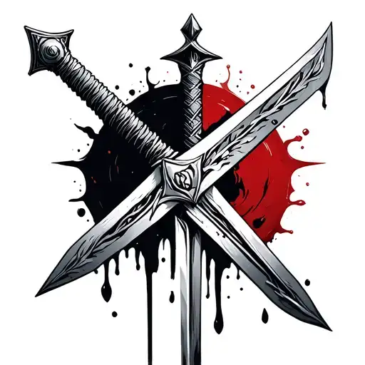 sword of damocles blood tattoo design idea