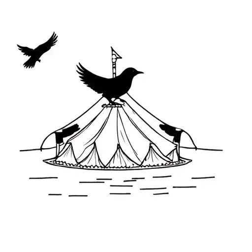 crow and circus tent tattoo design idea