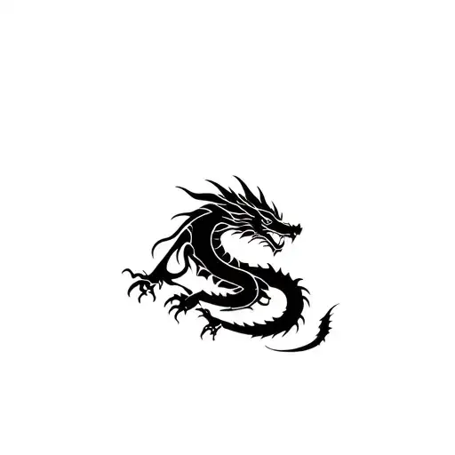 Dragon curled tattoo design idea