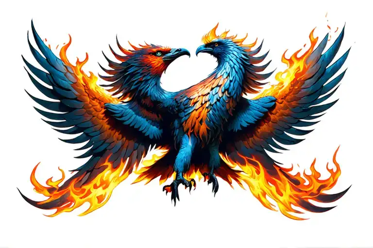 phoenix rising from flames tattoo design idea