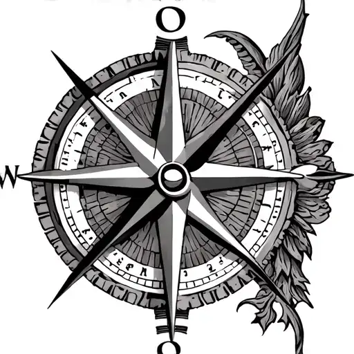 Compass rose with the letters D O J E tattoo design idea