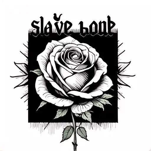 rose with word slave hidden  tattoo design idea