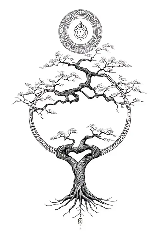 Buddhist tree of life tattoo design idea