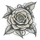 rose with clock tattoo design idea
