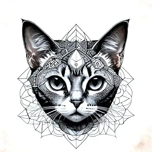 cat Geometry Mandala tattoo design idea
