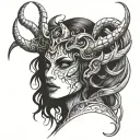 Demon woman tattoo design idea