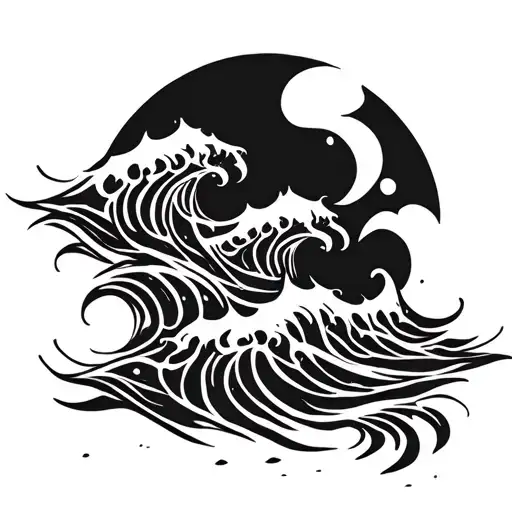 three small waves flowing water tattoo design idea