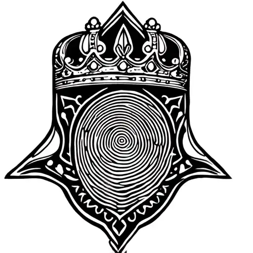jewish hamsa hand with kings crown and fingerprint  tattoo design idea