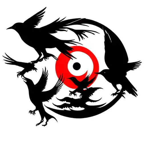 uchiha clan sharingan with crows and moon tattoo design idea