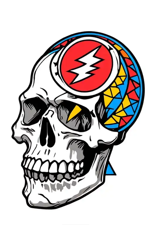 Minimalist Grateful Dead stealie logo. A circle for the skull with triangles beneath it representing the jaw tattoo design idea