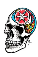Minimalist Grateful Dead stealie logo. A circle for the skull with triangles beneath it representing the jaw tattoo design idea