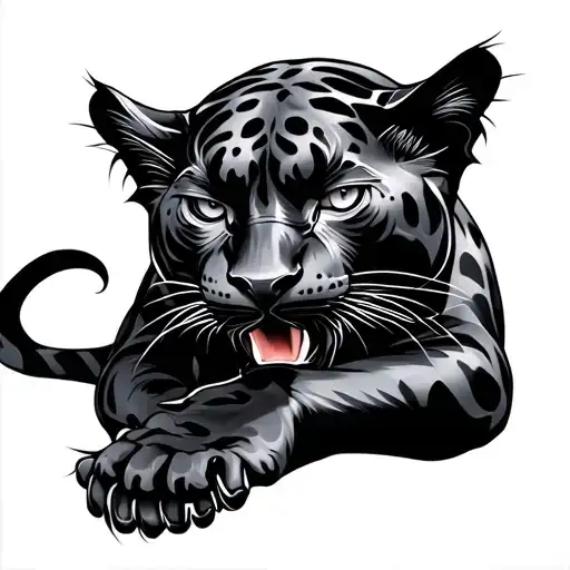 panther scratching the back tattoo design idea