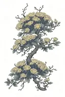 Floral, minimal colour, scorpio constellation, minimal shading, japanese tree of life, chysanthemum, NOV XII,  tattoo design idea