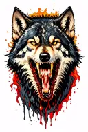 rabid wolf wounded tattoo design idea