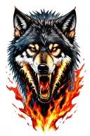 rabid wolf wounded tattoo design idea