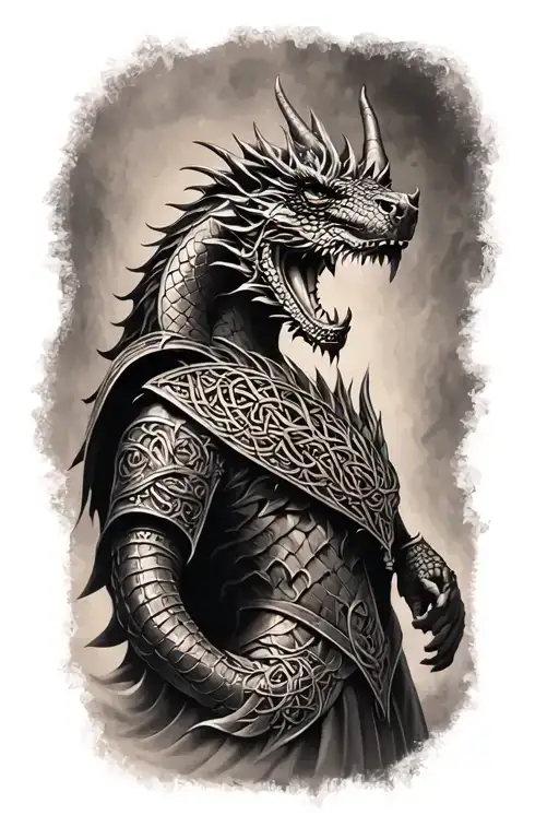 Celtic dragon knight  tattoo design idea