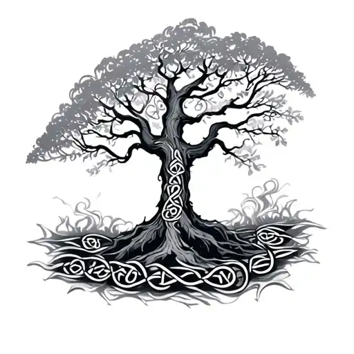 Celtic pattern with a tree tattoo design idea