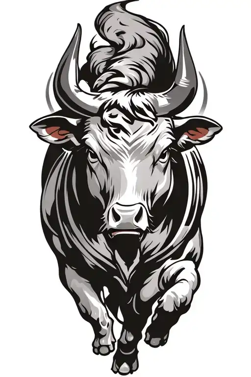 bull charging tattoo design idea