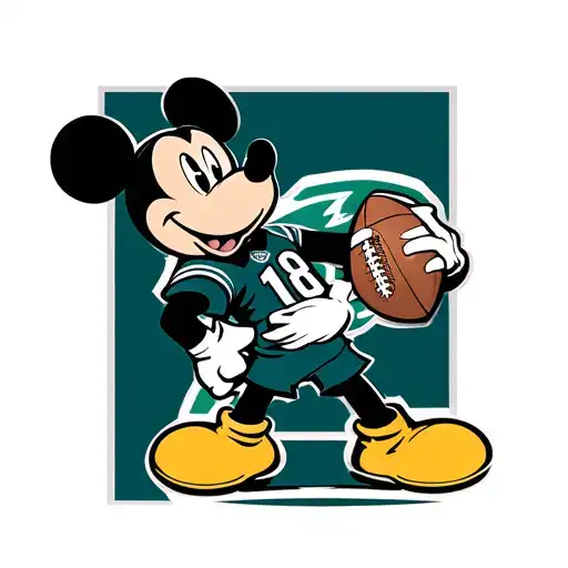 Mickey Mouse in Philadelphia eagles jersey holding football tattoo design idea