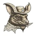 fruit bat wearing cowboy hat tattoo design idea